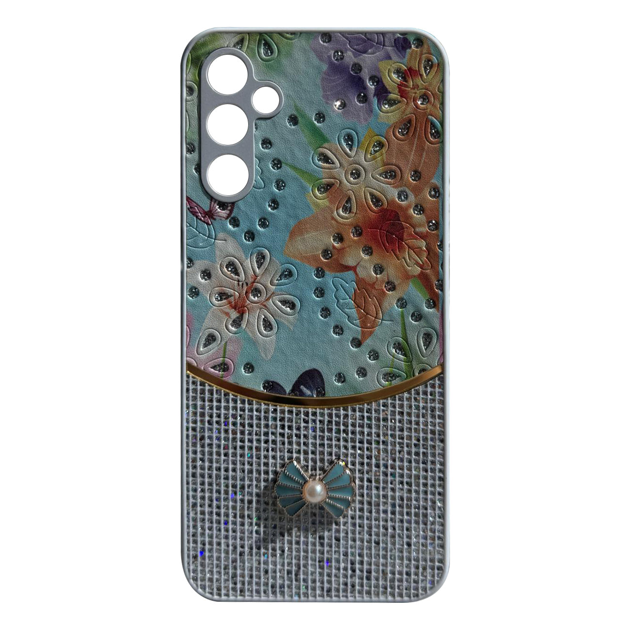 Sparkle Glitter Bling  Phone Case in White With Colorful Cover For Galaxy S25 Plus